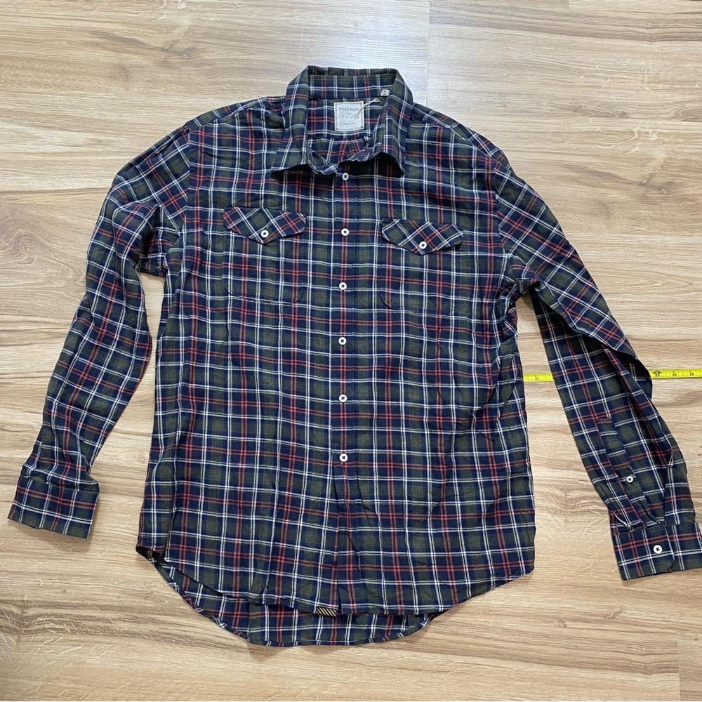 Billy Reid green red blue plaid long sleeve button down shirt xxl
